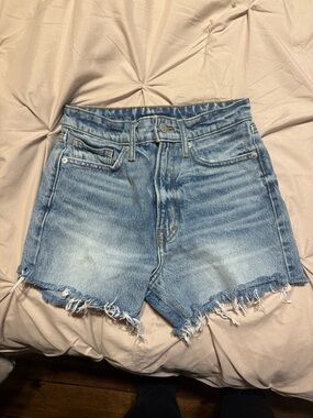 Lucky Brand Light Blue High-Rise Frayed Hem Jean Shorts